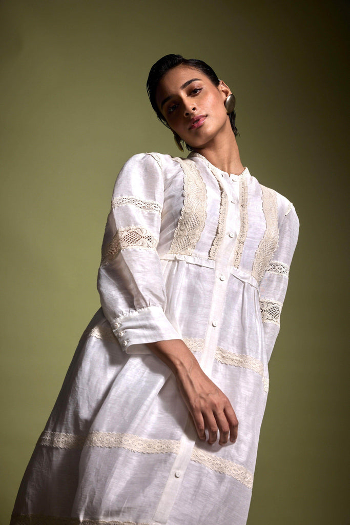 LINEN SILK LACE MIDI - dash and dot dash and dot