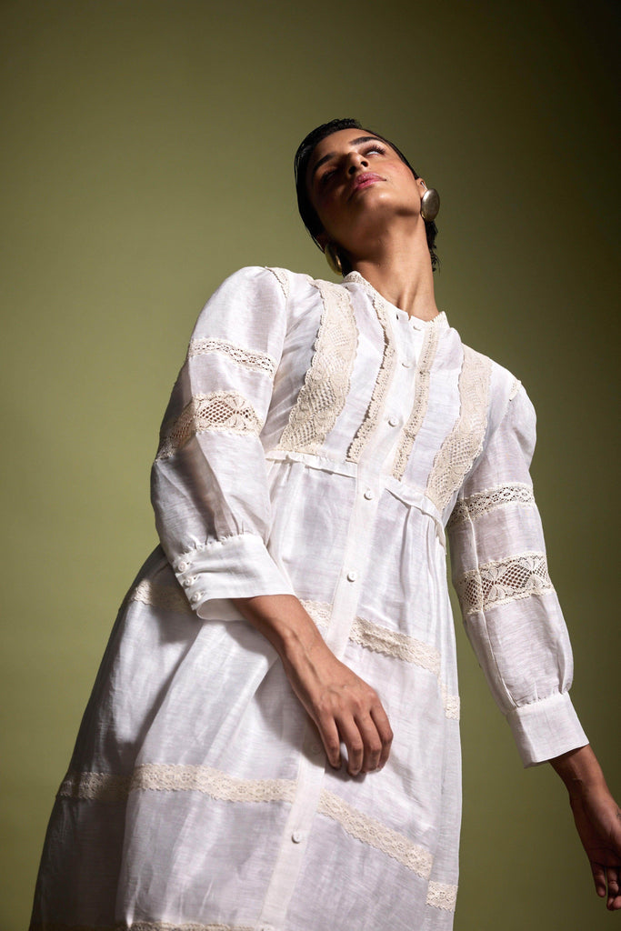 LINEN SILK LACE MIDI - dash and dot dash and dot