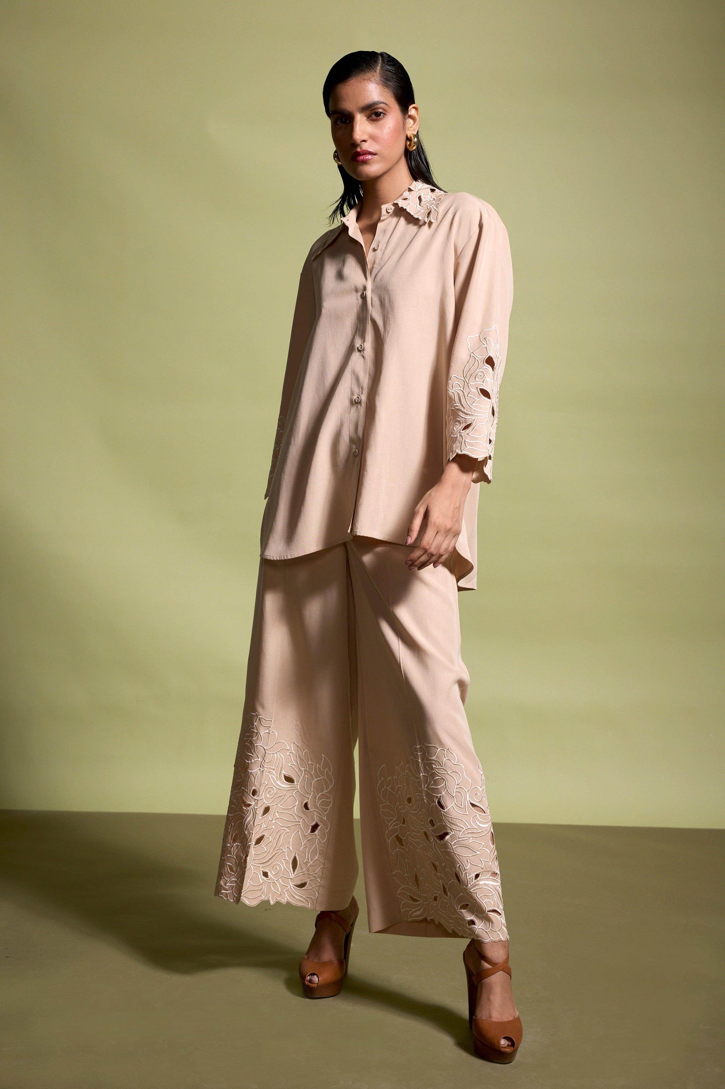 CUTWORK EMBROIDERED SHIRT - dash and dot