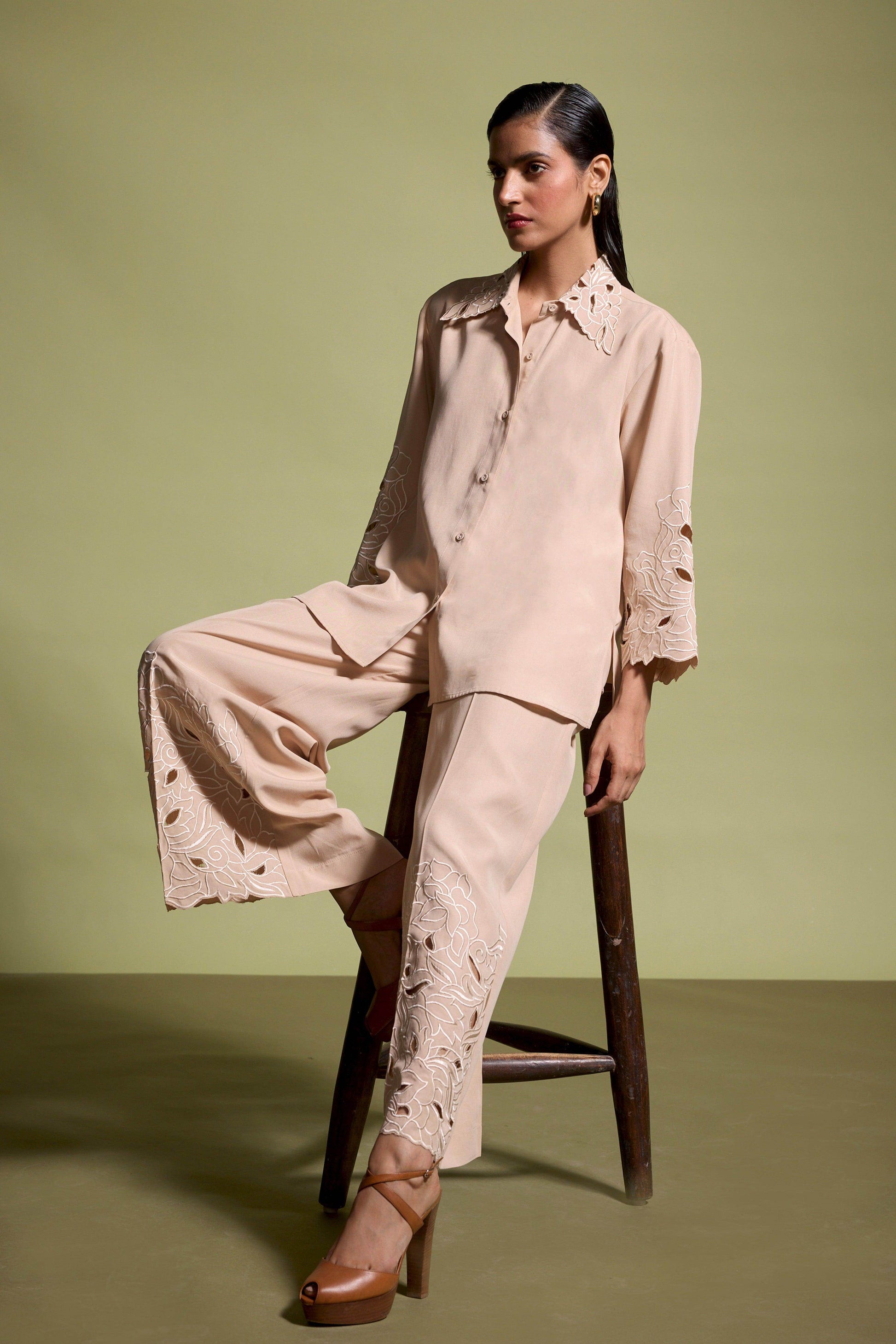 CUTWORK EMBROIDERED SHIRT - dash and dot