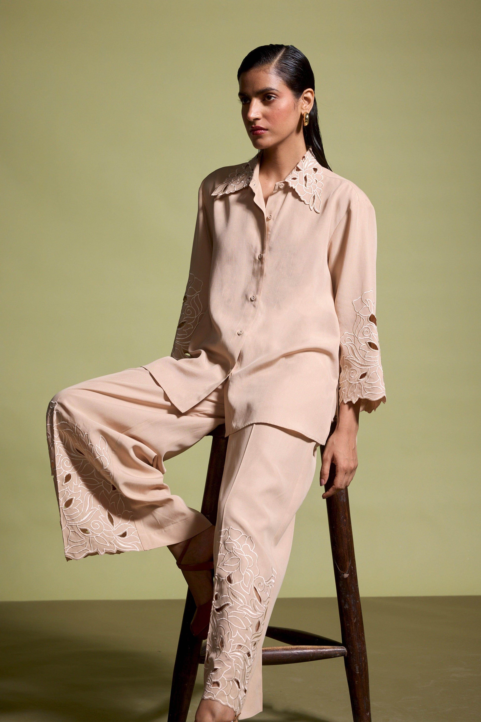 CUTWORK EMBROIDERED PANT - dash and dot