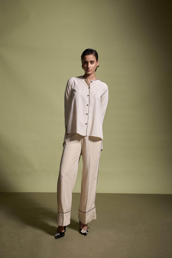 CONTRAST PIPING PANT - dash and dot dash and dot