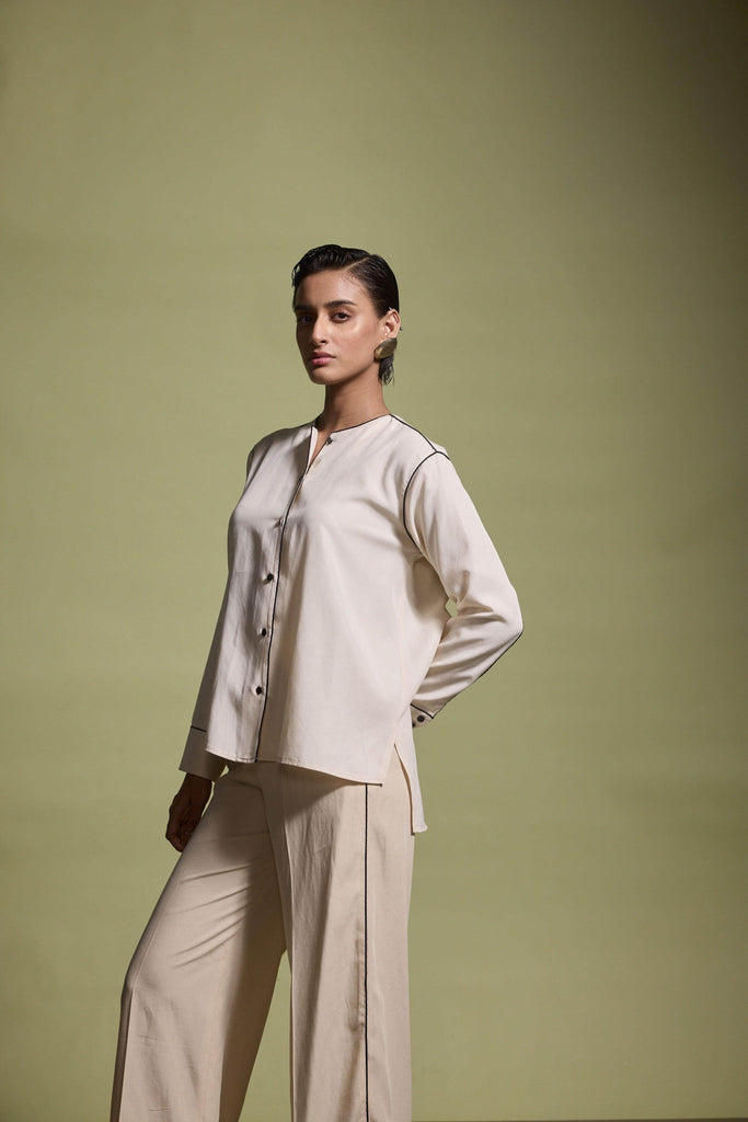 CONTRAST PIPING SHIRT - dash and dot dash and dot