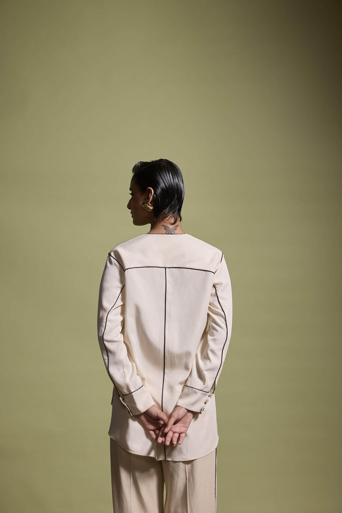 CONTRAST PIPING SHIRT - dash and dot dash and dot