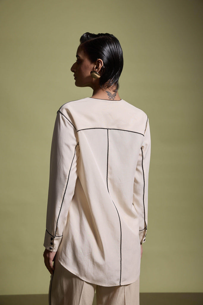 CONTRAST PIPING SHIRT - dash and dot dash and dot