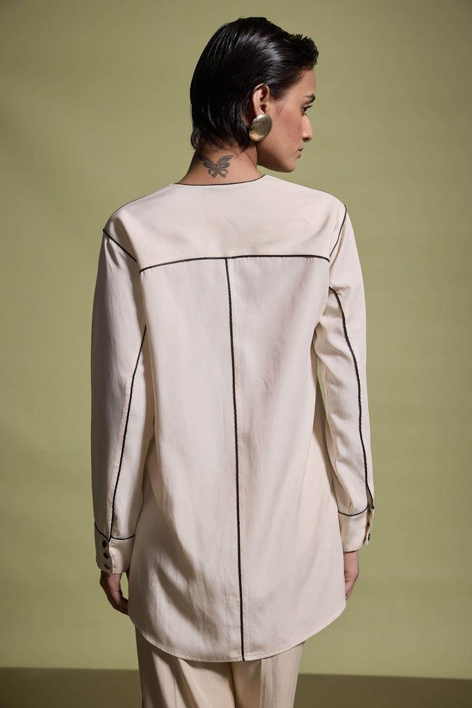 CONTRAST PIPING SHIRT - dash and dot dash and dot