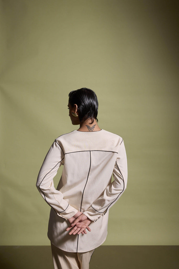 CONTRAST PIPING SHIRT - dash and dot dash and dot