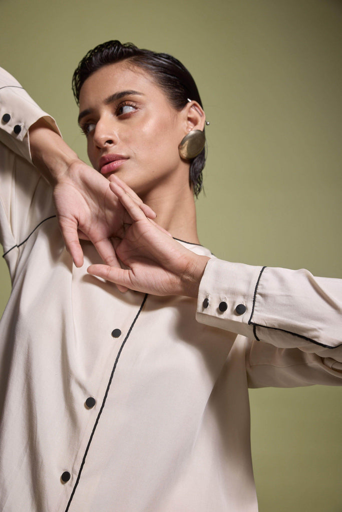 CONTRAST PIPING SHIRT - dash and dot dash and dot