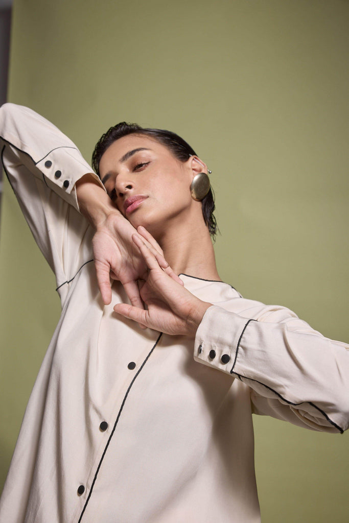 CONTRAST PIPING SHIRT - dash and dot dash and dot