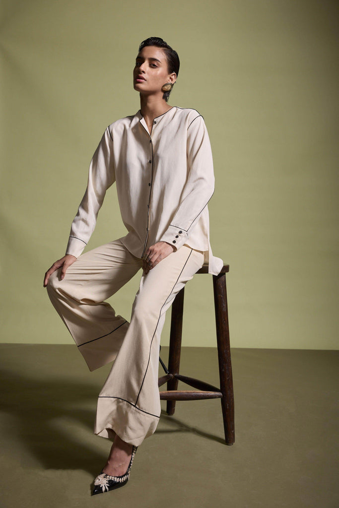 CONTRAST PIPING SHIRT - dash and dot dash and dot