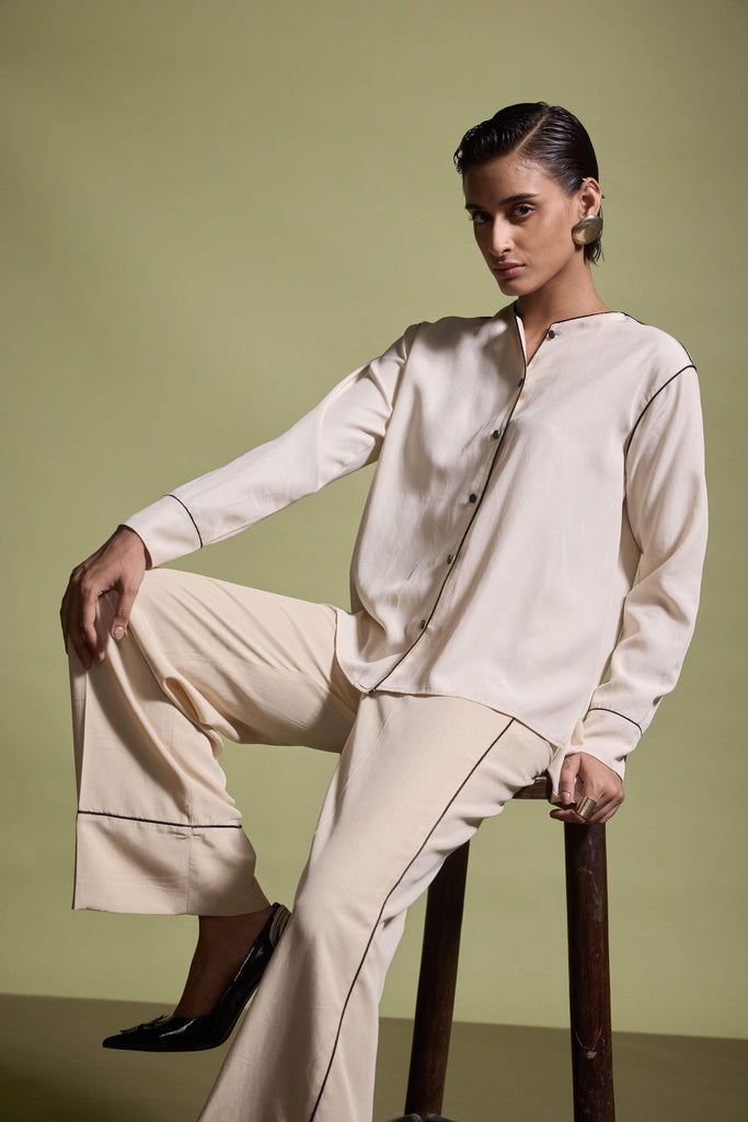 CONTRAST PIPING SHIRT - dash and dot dash and dot