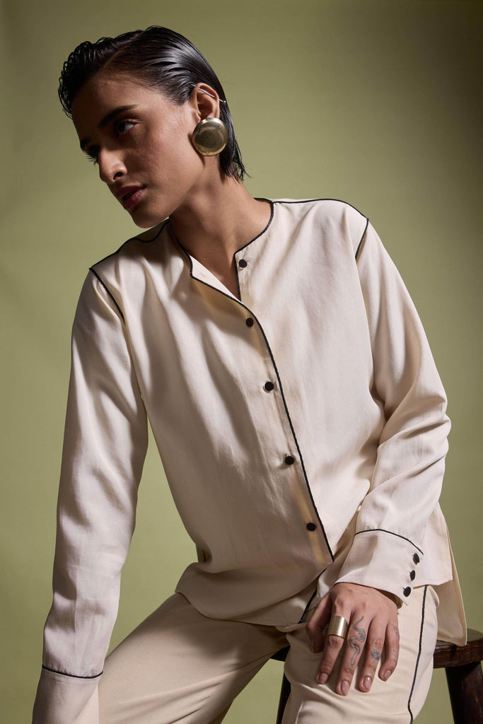 CONTRAST PIPING SHIRT - dash and dot dash and dot