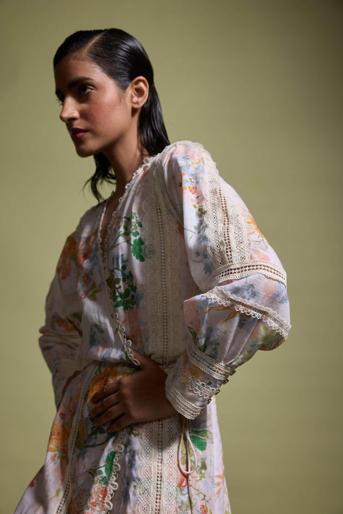 LACE LINEN WRAP DRESS - dash and dot dash and dot