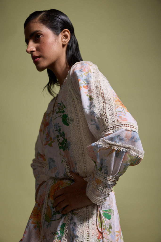 LACE LINEN WRAP DRESS - dash and dot dash and dot