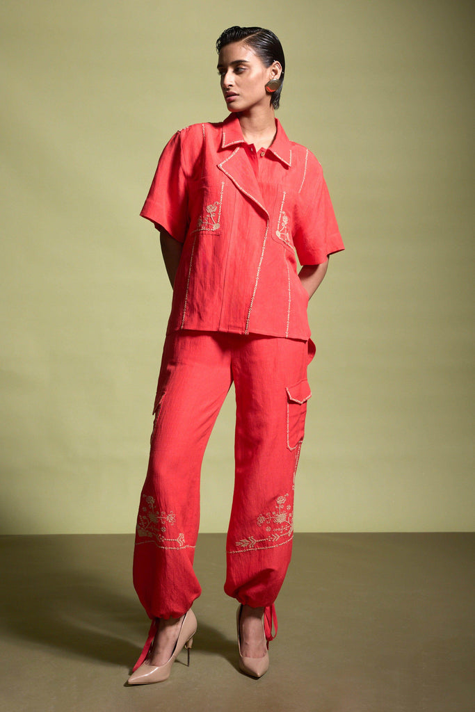 EMBROIDERED LINEN SET - dash and dot dash and dot