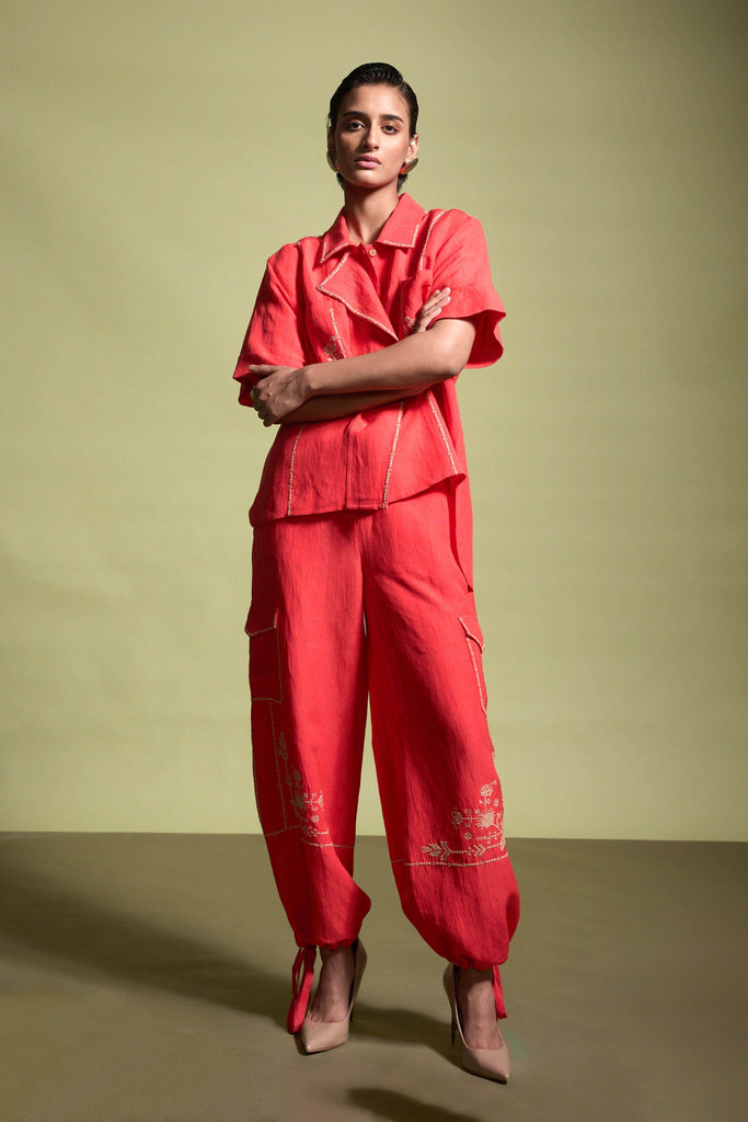 EMBROIDERED LINEN SET - dash and dot dash and dot