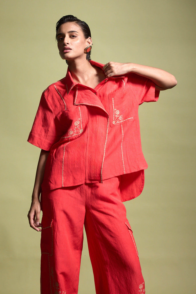 EMBROIDERED LINEN SET - dash and dot dash and dot