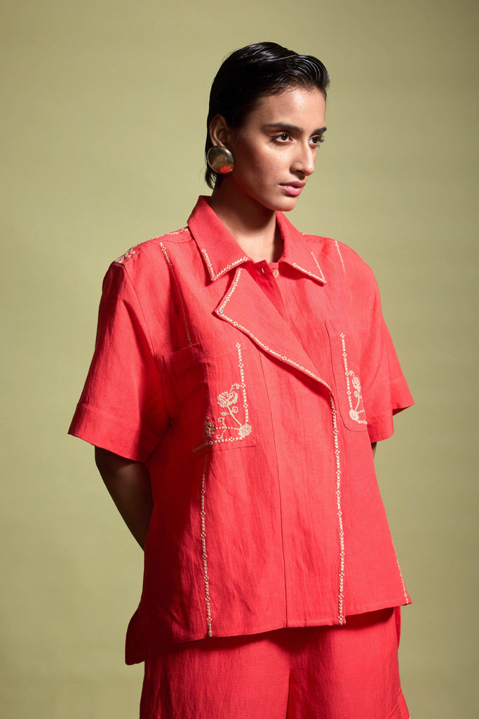 EMBROIDERED LINEN SET - dash and dot dash and dot