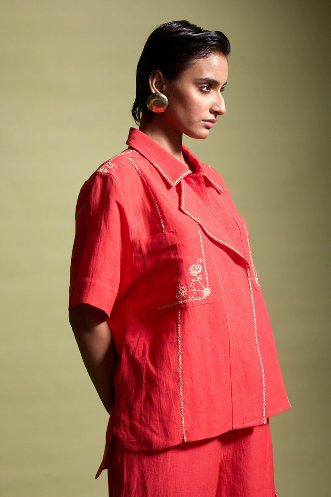 EMBROIDERED LINEN SHIRT - dash and dot dash and dot