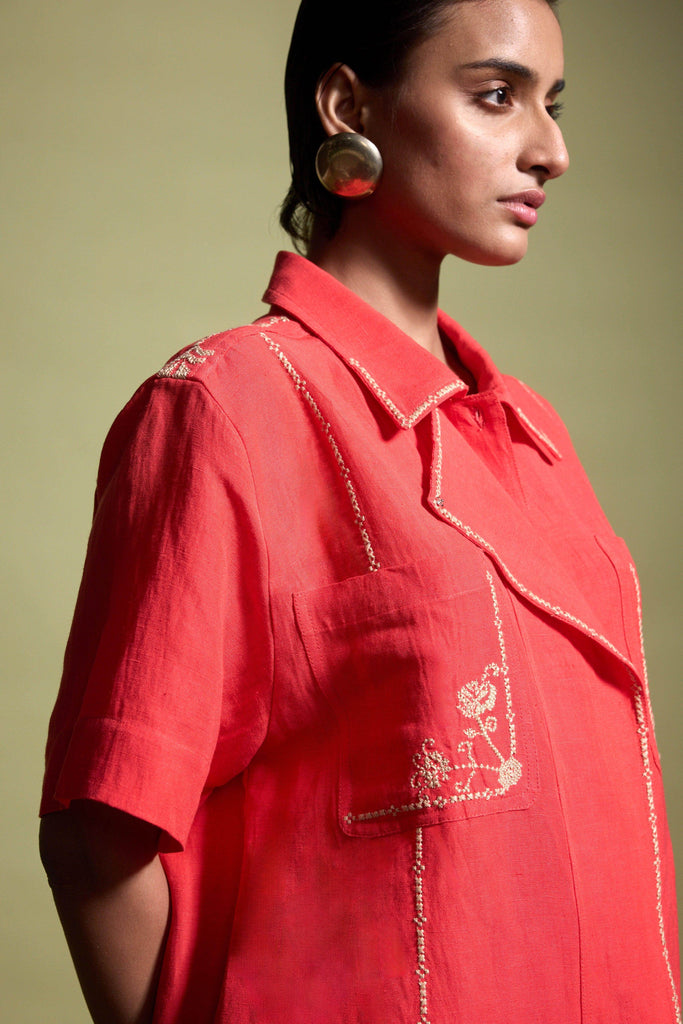 EMBROIDERED LINEN SHIRT - dash and dot dash and dot