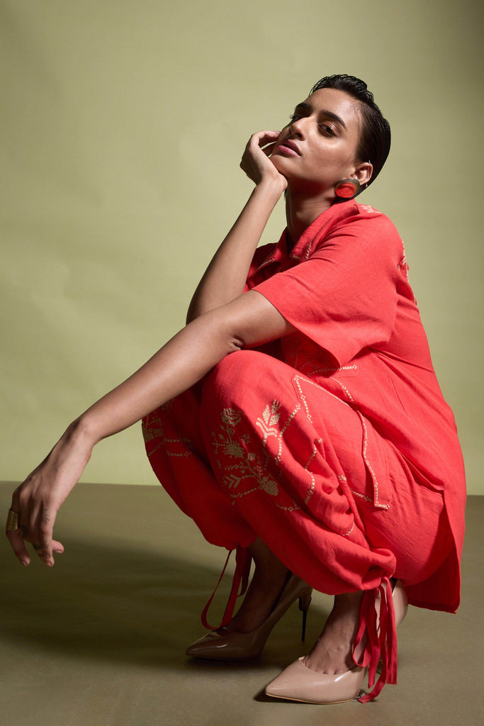 EMBROIDERED LINEN PANT - dash and dot dash and dot