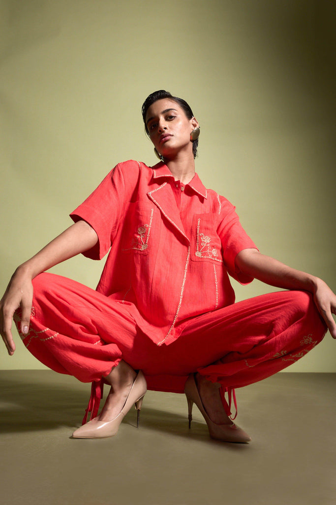 EMBROIDERED LINEN SET - dash and dot dash and dot