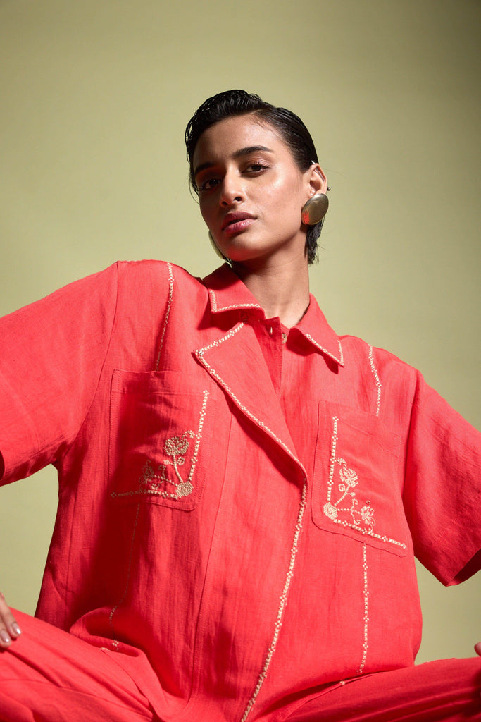 EMBROIDERED LINEN SET - dash and dot dash and dot