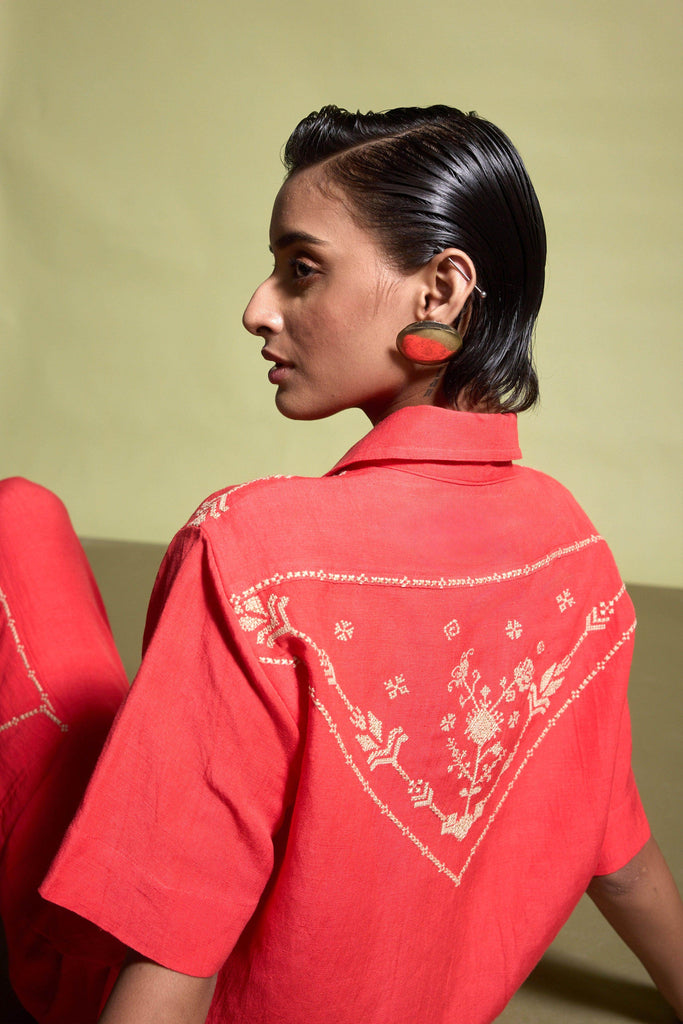 EMBROIDERED LINEN SHIRT - dash and dot dash and dot