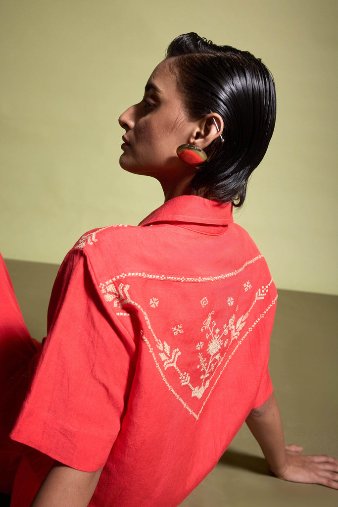 EMBROIDERED LINEN SHIRT - dash and dot dash and dot