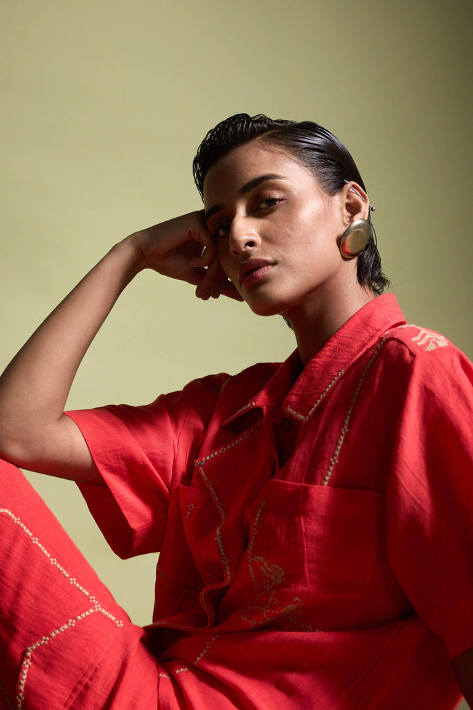 EMBROIDERED LINEN SHIRT - dash and dot dash and dot