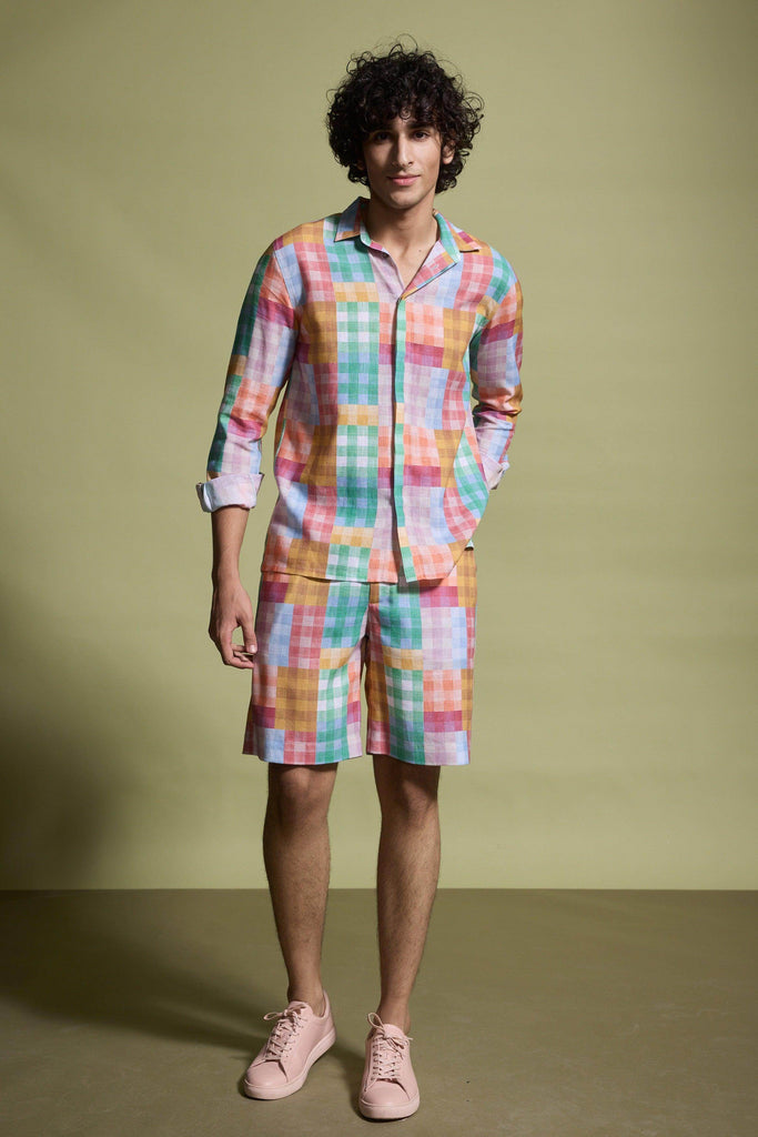 MULTICOLOUR CHECK SHORTS - dash and dot dash and dot