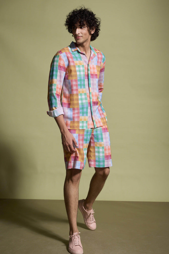 MULTICOLOUR CHECK SHORTS - dash and dot dash and dot