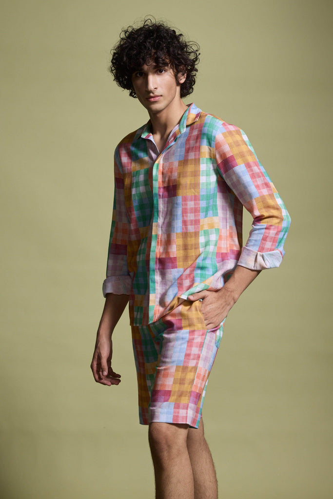 MULTICOLOUR CHECK SHORTS - dash and dot dash and dot