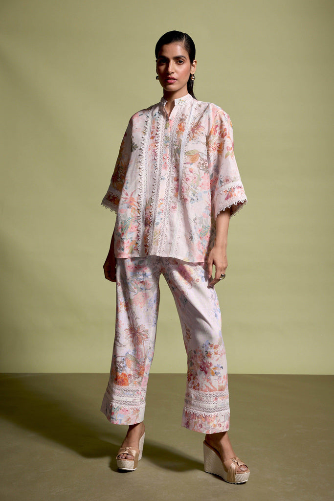 LACE LINEN PRINTED PANT - dash and dot dash and dot