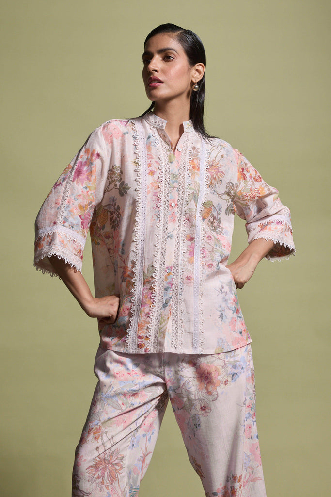 LACE LINEN PRINTED TOP - dash and dot dash and dot