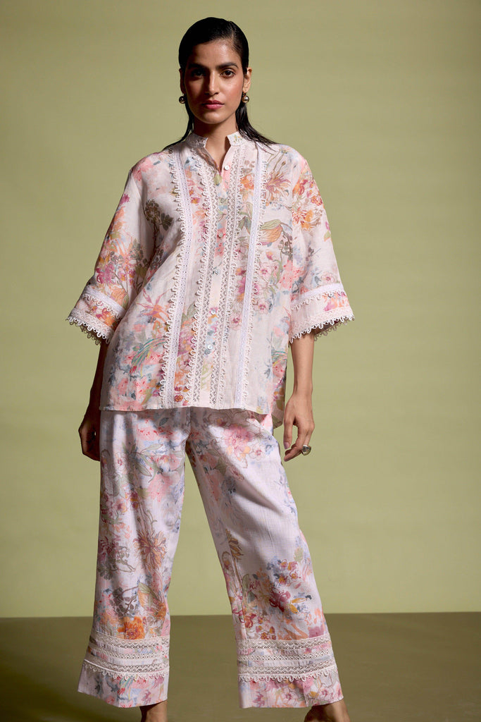 LACE LINEN PRINTED TOP - dash and dot dash and dot