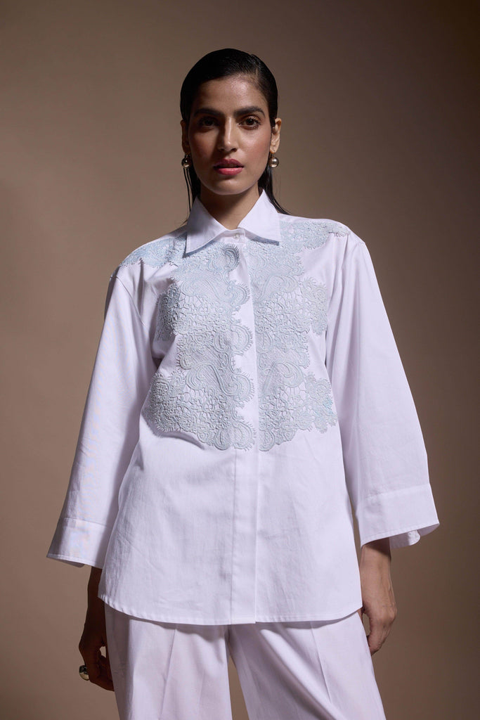 LACE APPLIQUE SHIRT - dash and dot dash and dot