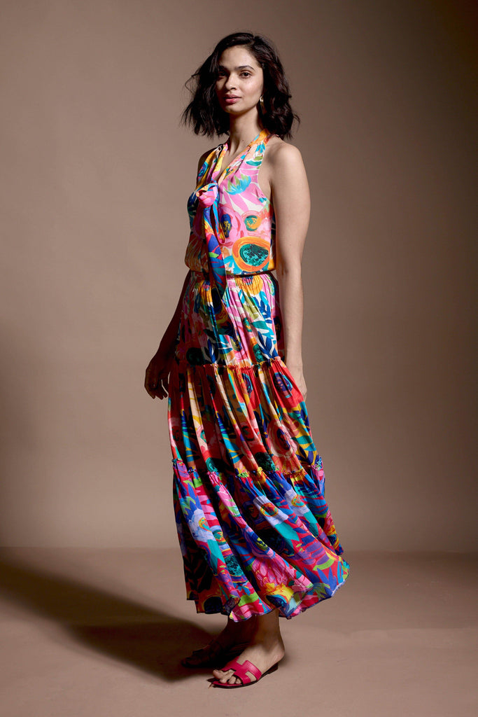 ABSTRACT FLORAL TIERED SKIRT SET - dash and dot dash and dot