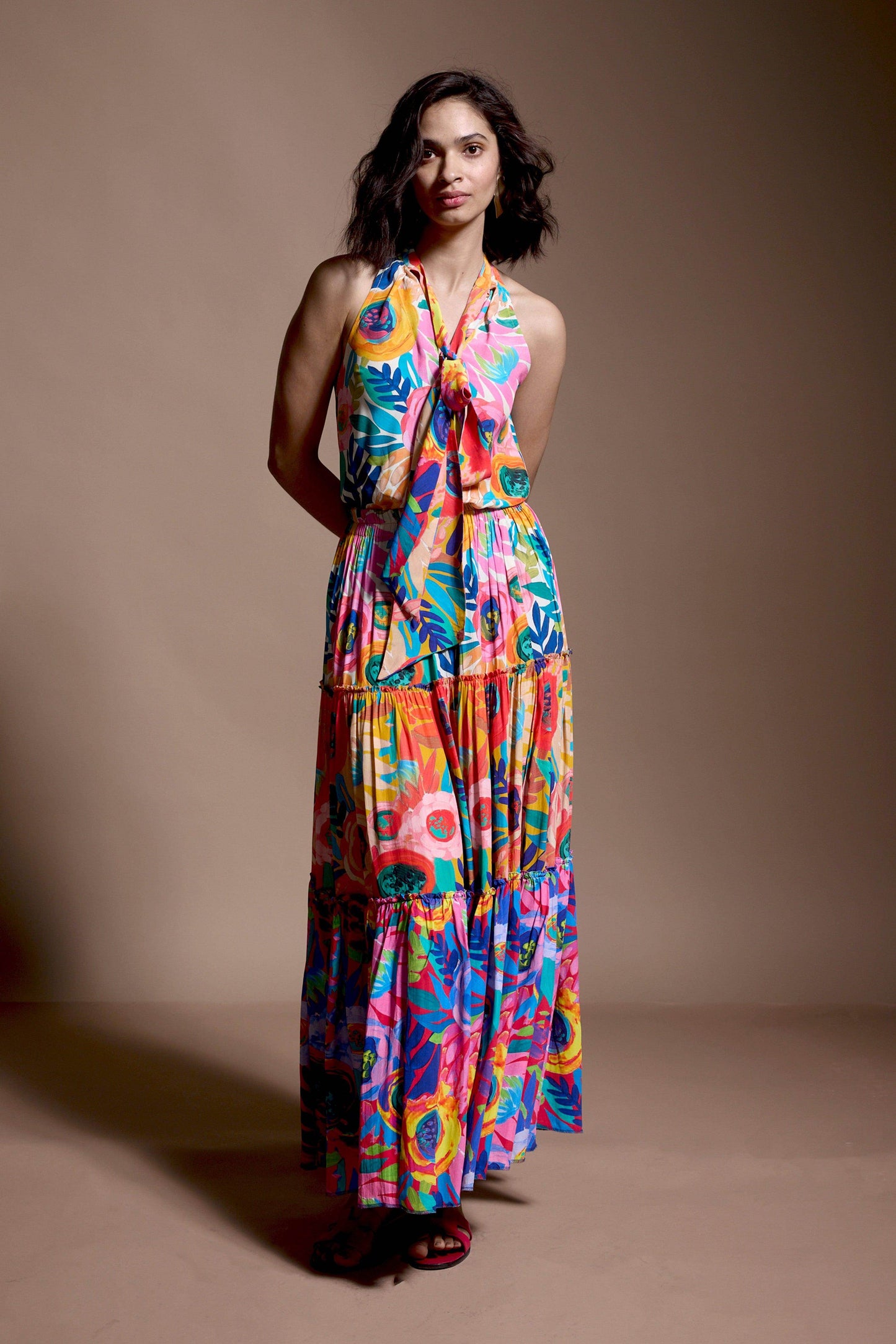 ABSTRACT FLORAL TIERED SKIRT SET - dash and dot