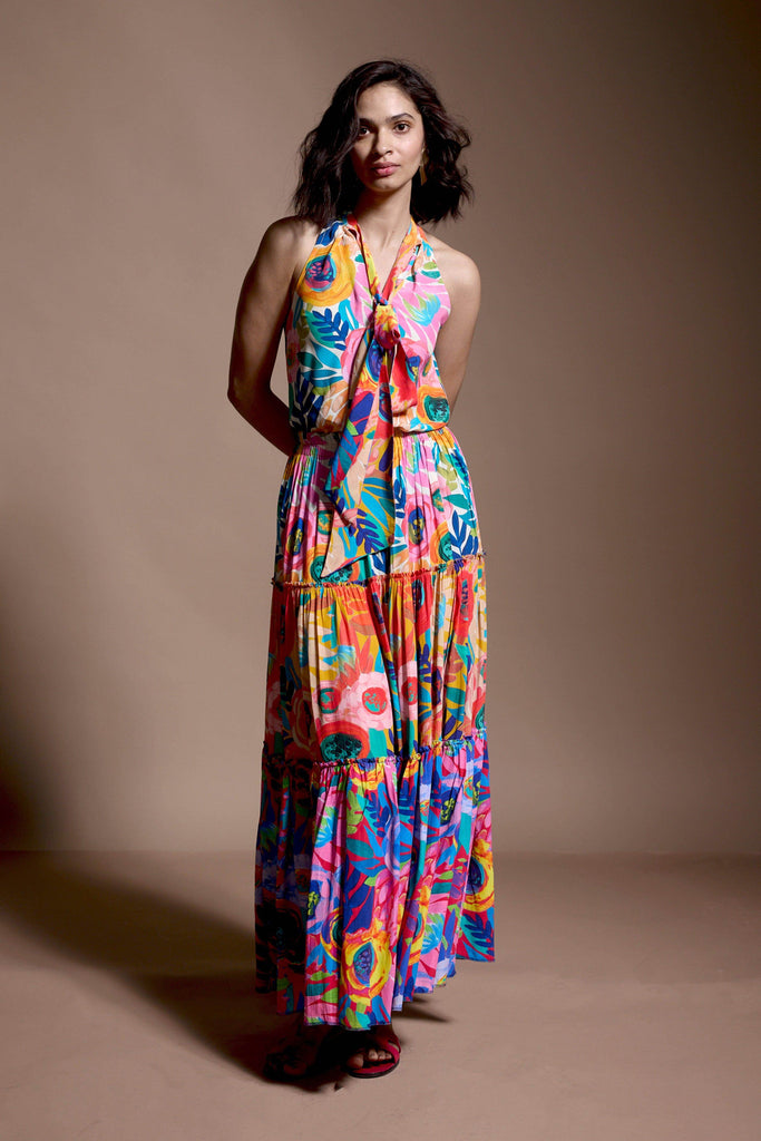 ABSTRACT FLORAL TIERED SKIRT SET - dash and dot dash and dot