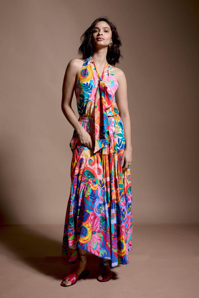 TIERED FLORAL SKIRT - dash and dot dash and dot