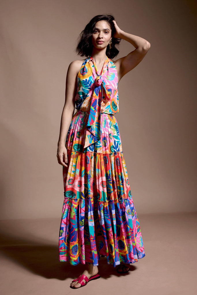 TIERED FLORAL SKIRT - dash and dot dash and dot