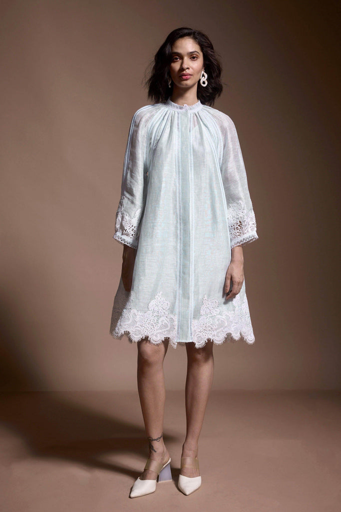 LINEN MINT MIDI DRESS - dash and dot dash and dot