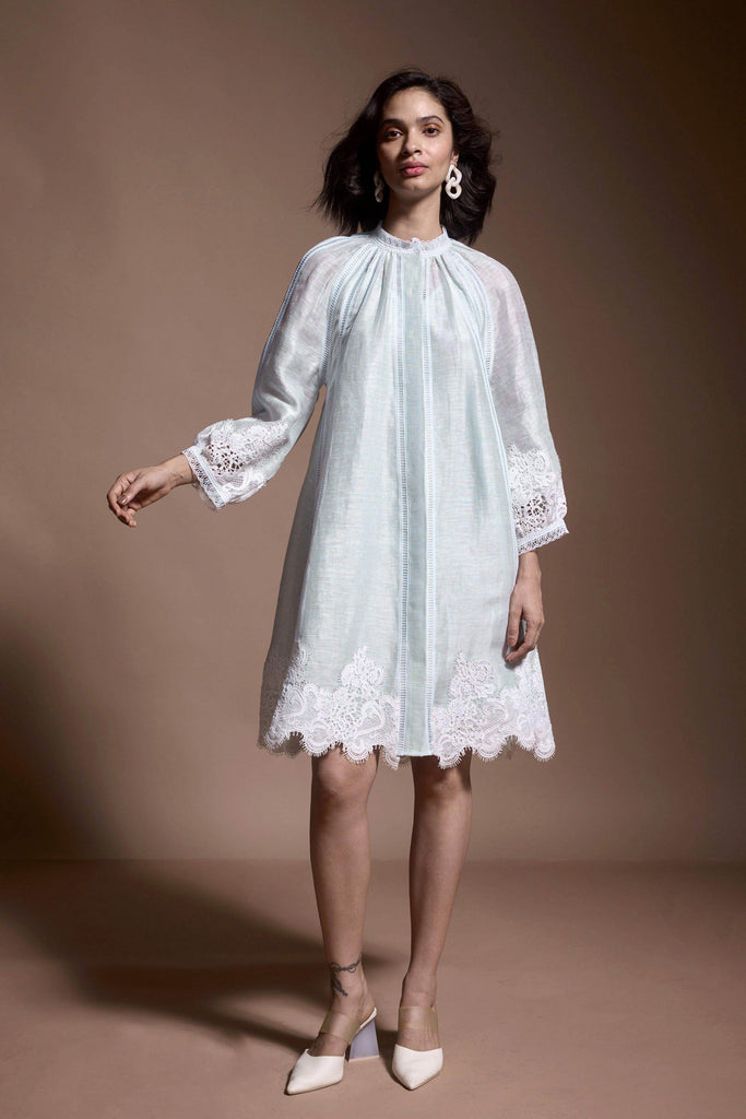 LINEN MINT MIDI DRESS - dash and dot dash and dot