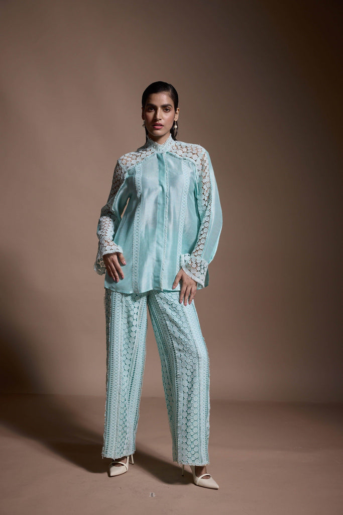 MINT BLUE LACE PANT - dash and dot dash and dot
