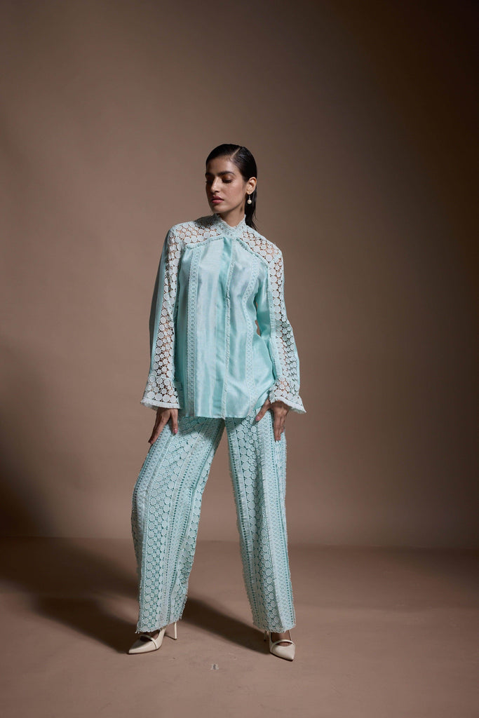 MINT BLUE LACE PANT - dash and dot dash and dot