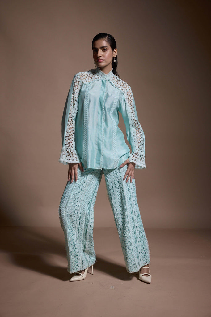 MINT BLUE LACE PANT - dash and dot dash and dot
