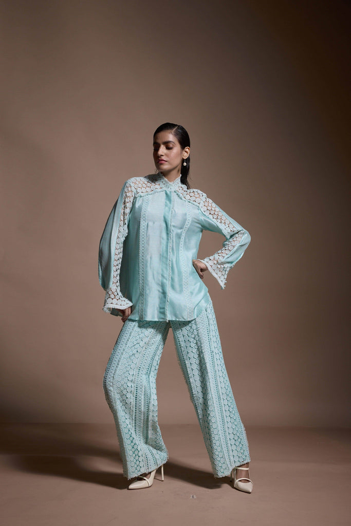 MINT BLUE LACE PANT - dash and dot dash and dot