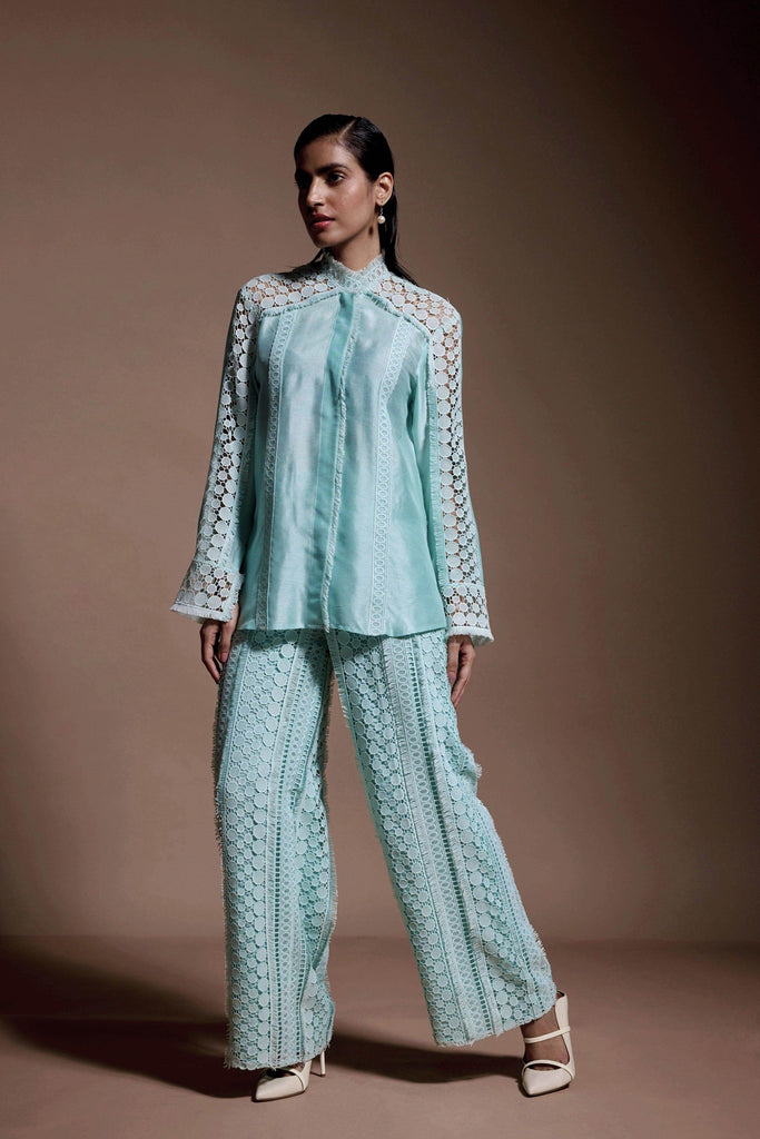 MINT BLUE LACE TOP - dash and dot dash and dot