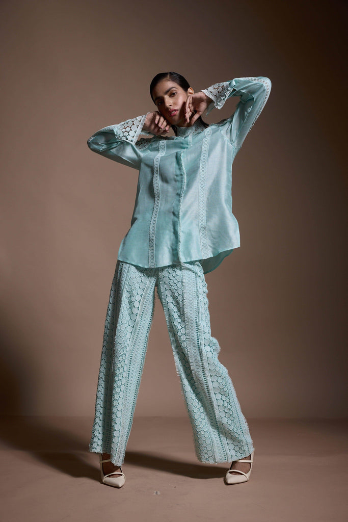 MINT BLUE LACE PANT - dash and dot dash and dot